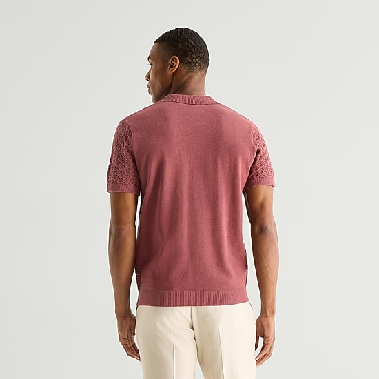 J. Ferrar Button Front Mens Short Sleeve Button Polo Sweater