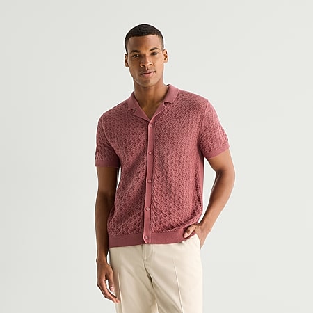 Stafford Johnny Collar Mens Short Sleeve Polo Sweater, Color