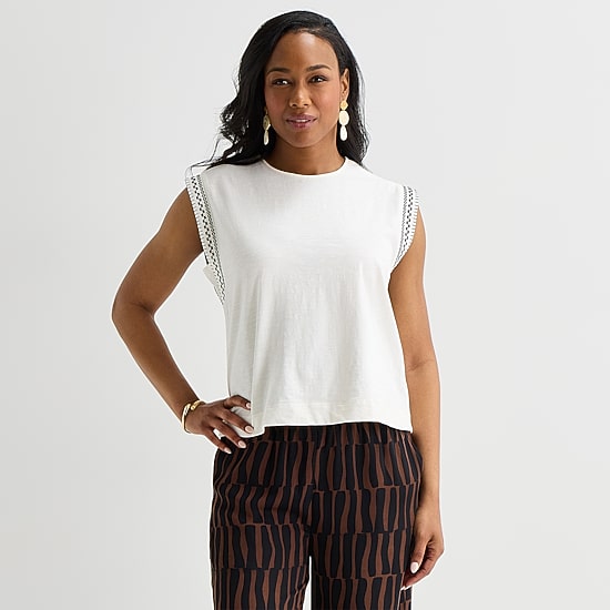 Liz Claiborne Womens Round Neck Sleeveless Blouse