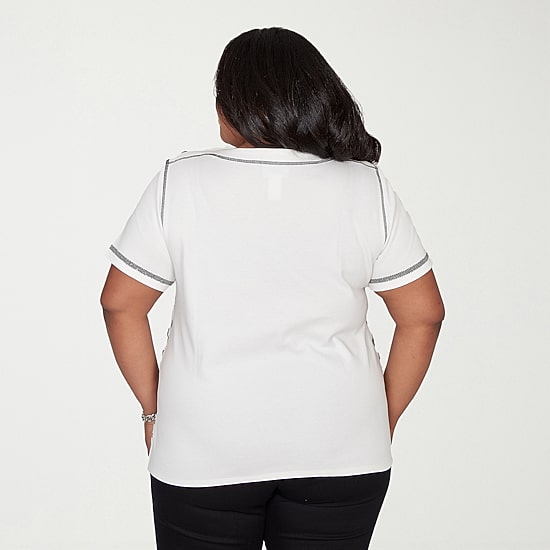 Alfred Dunner Crowd Pleaser Womens Plus Crew Neck Short Sleeve T-Shirt
