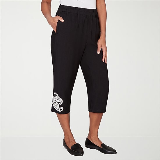 Alfred Dunner Crowd Pleaser Womens Plus Straight Capri Pant