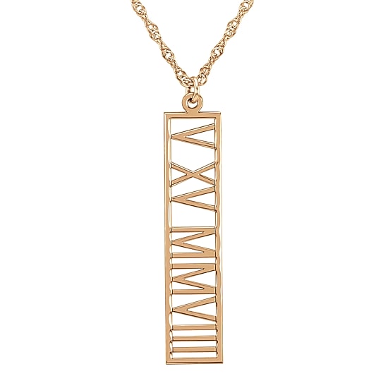 Personalized Roman Numeral Date Pendant Necklace
