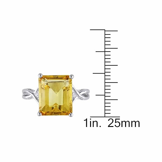 Womens Genuine Yellow Citrine Sterling Silver Cocktail Ring