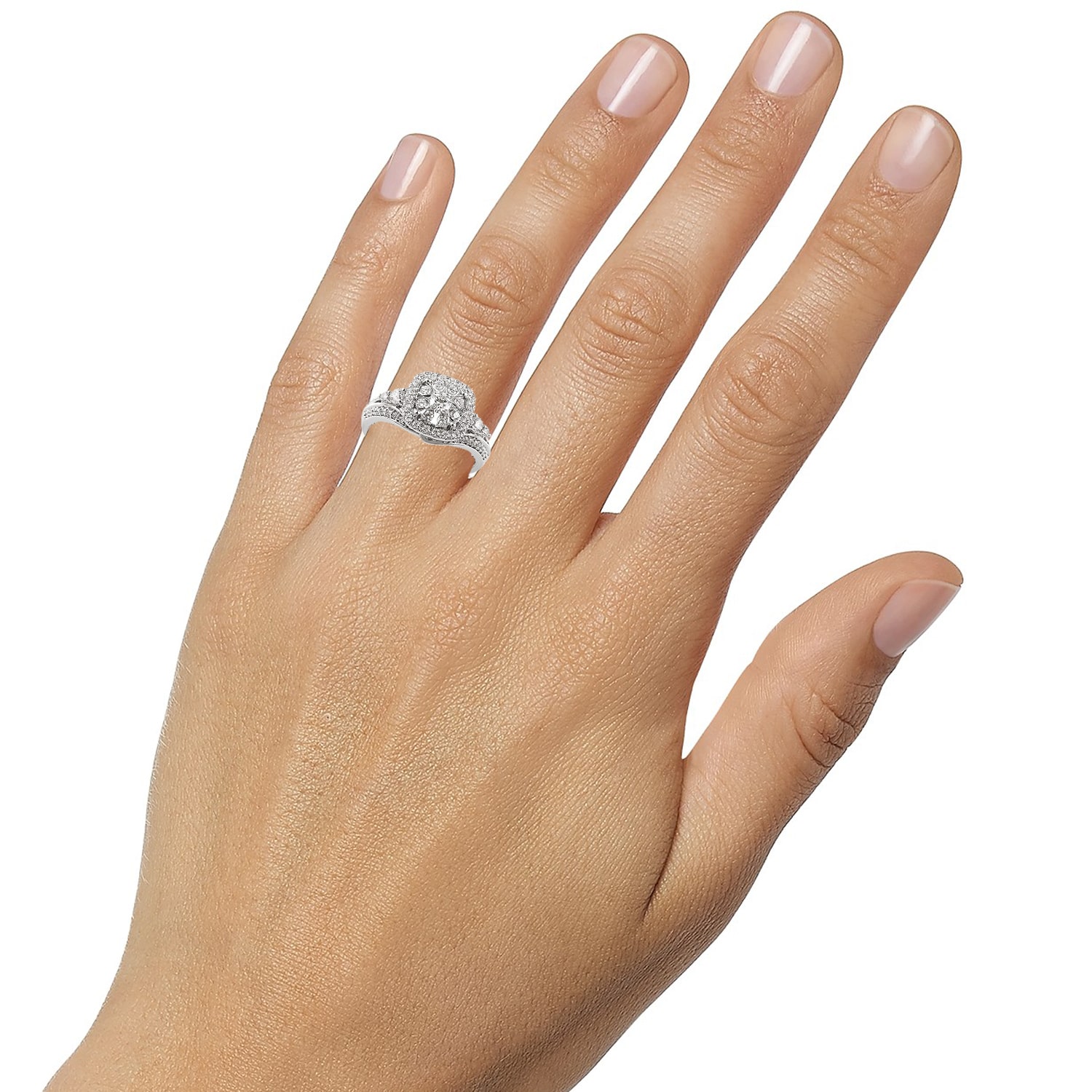 Signature By Modern Bride Womens 1 CT. T.W. Natural White Diamond 14K Gold Halo Bridal Set