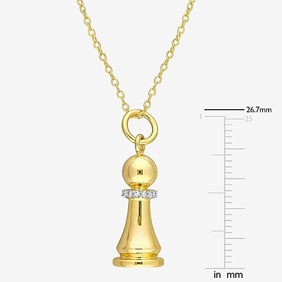 Womens Diamond Accent Genuine White 18K Gold Over Silver 18 Inch Pendant Necklace