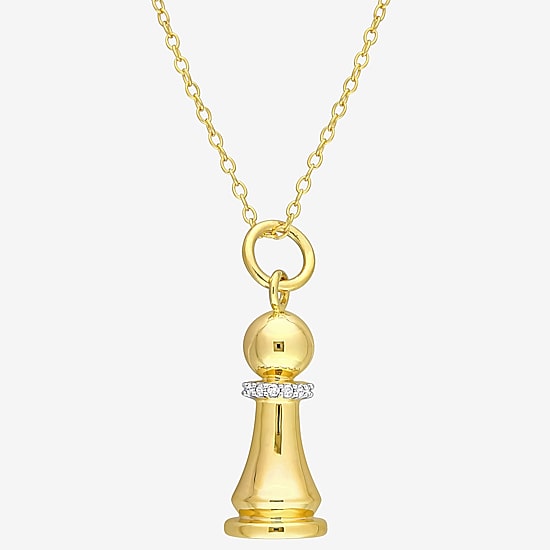 Womens Diamond Accent Genuine White 18K Gold Over Silver 18 Inch Pendant Necklace