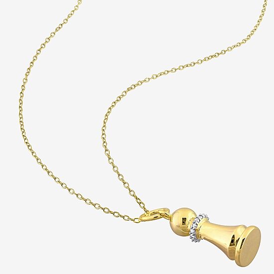Womens Diamond Accent Genuine White 18K Gold Over Silver 18 Inch Pendant Necklace
