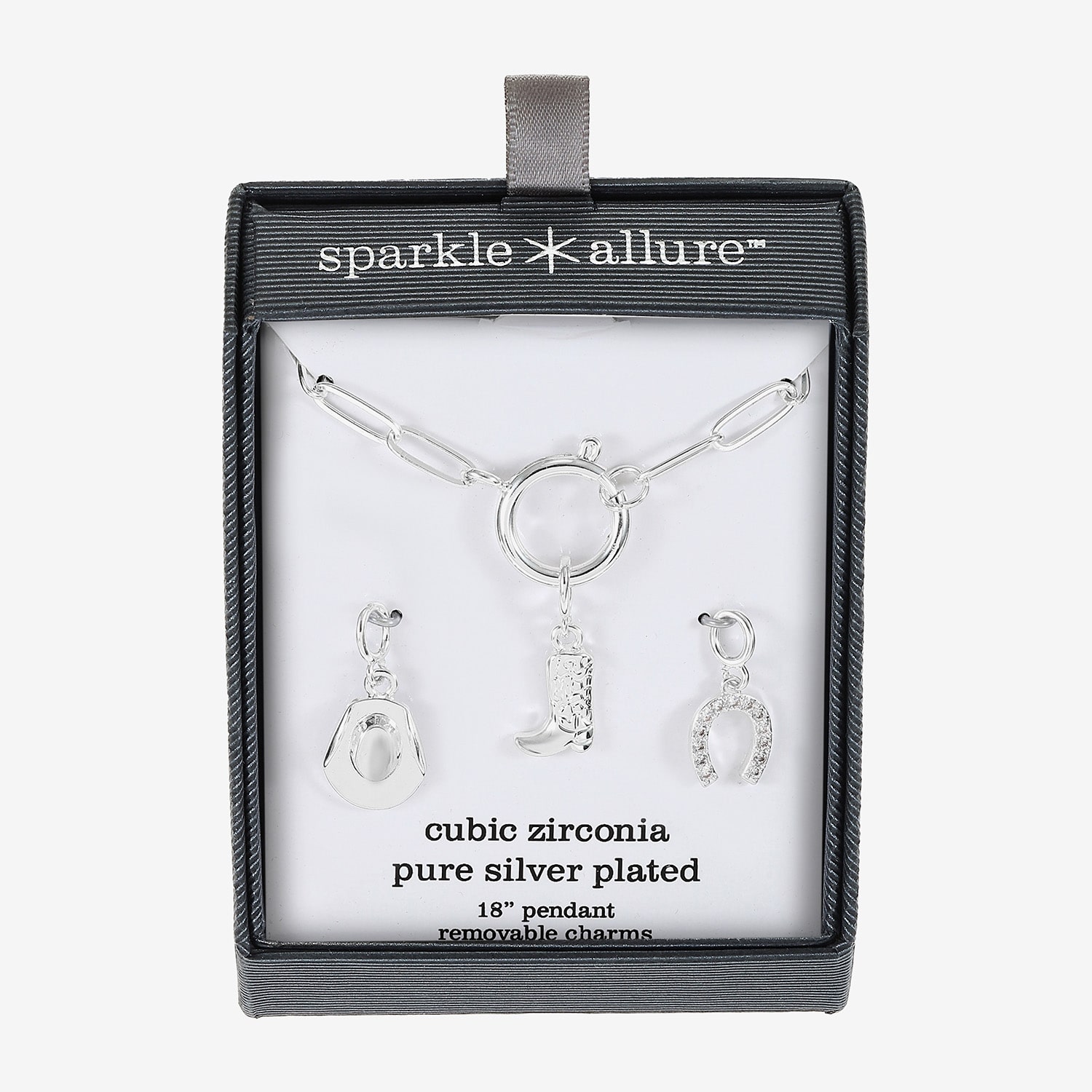 Sparkle Allure Western Womens Cubic Zirconia Paperclip 3-pc. Pendant Necklace Set