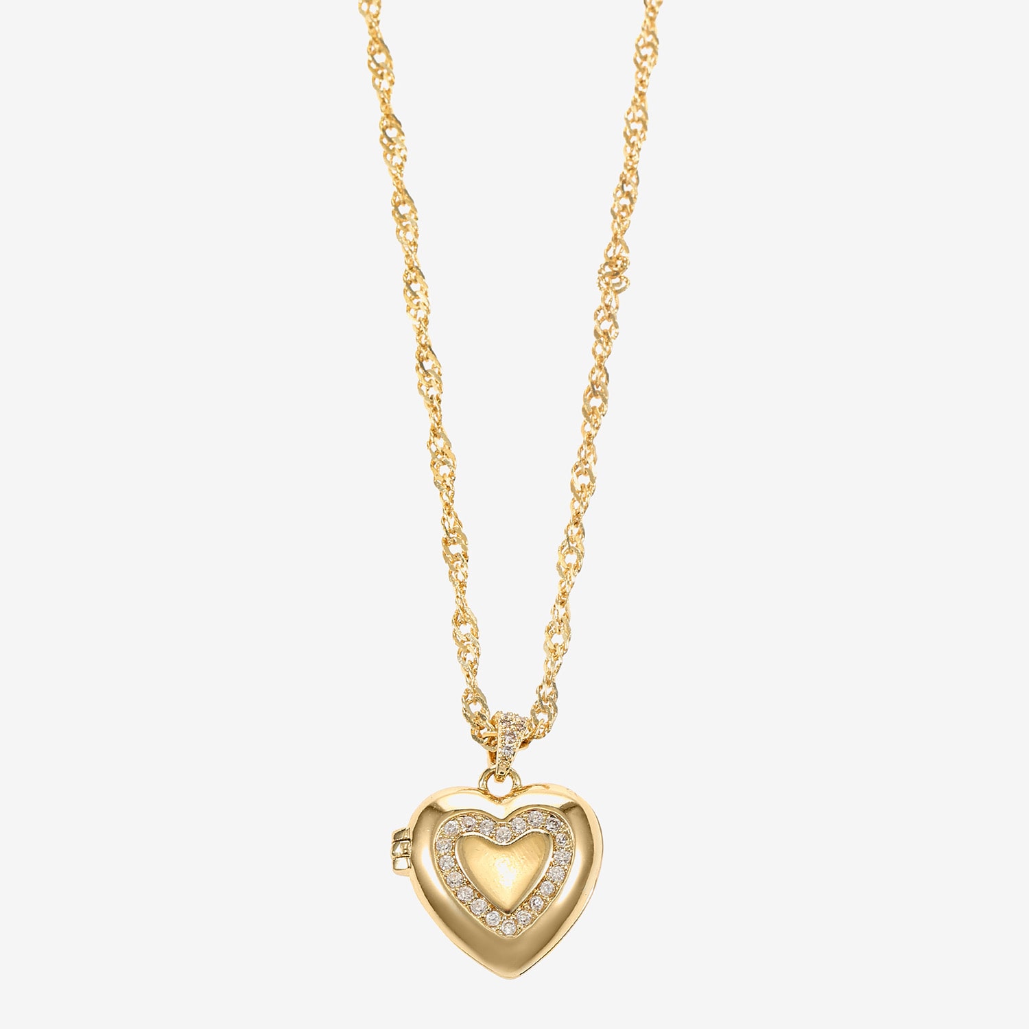 Sparkle Allure Womens Cubic Zirconia 14K Gold Over Brass Heart 18 Inch Pendant Necklace