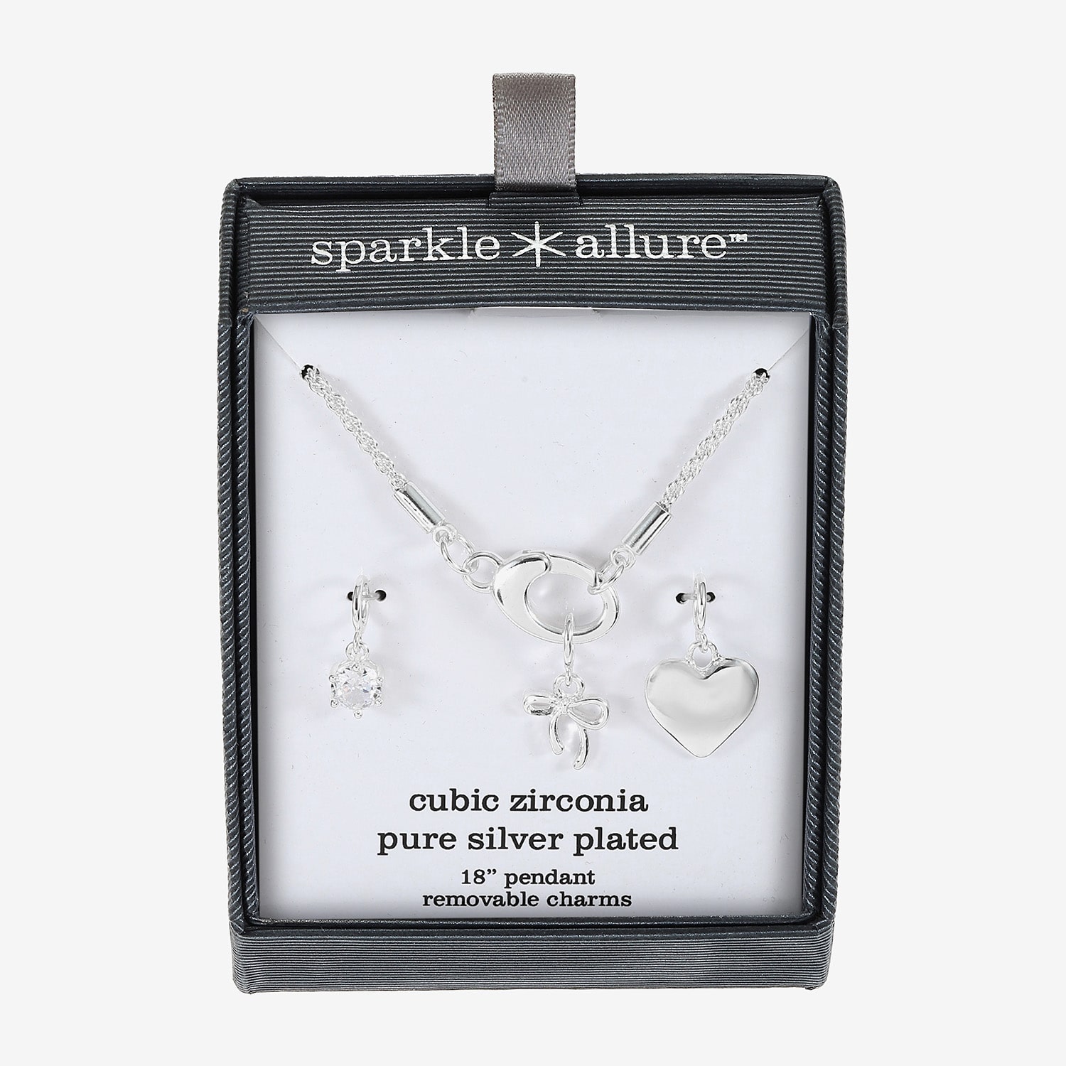 Sparkle Allure Womens Cubic Zirconia Bow Heart 3-pc. Pendant Necklace Set