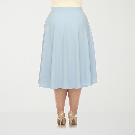 White Mark Womens Plus Stretch Fabric Midi Flared Skirt
