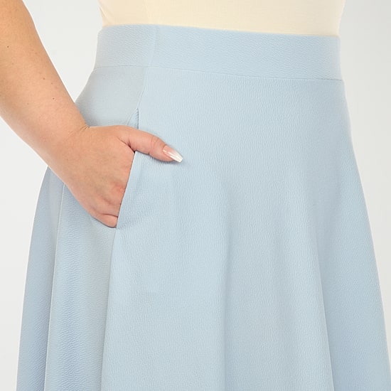 White Mark Womens Plus Stretch Fabric Midi Flared Skirt