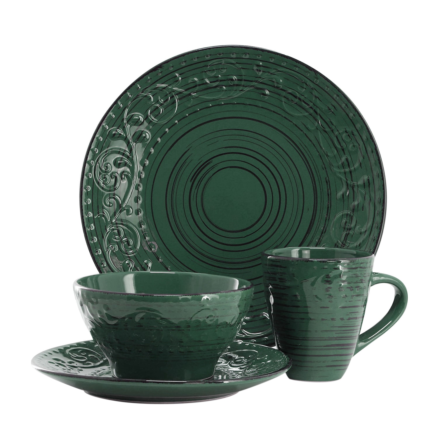 Elama Malibu Sea Glass Dg 16-pc. Stoneware Dinnerware Set