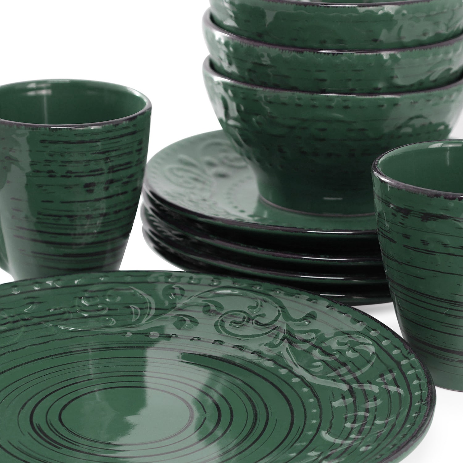Elama Malibu Sea Glass Dg 16-pc. Stoneware Dinnerware Set