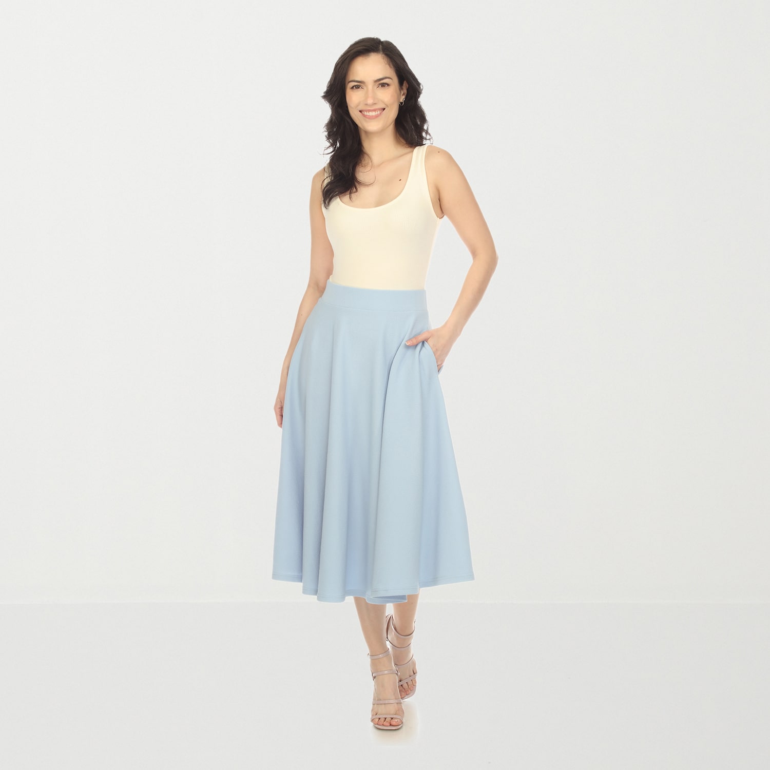 White Mark Womens Midi A-Line Skirt