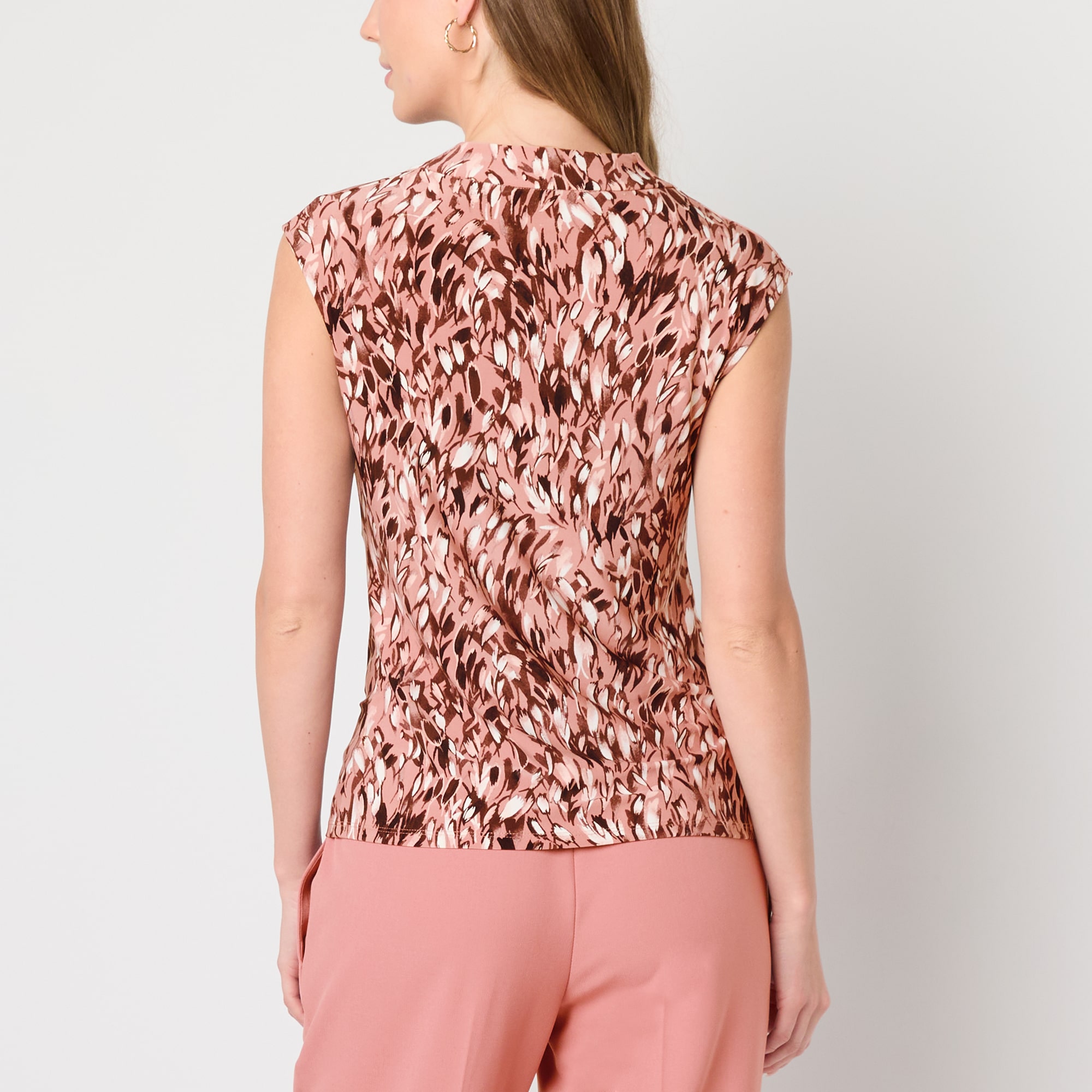 Black Label by Evan-Picone Womens Cowl Neck Short Sleeve Blouse