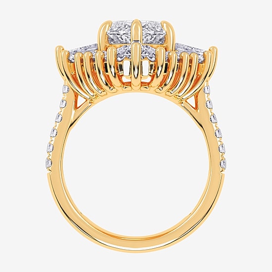 (G-H / Vs2-Si1) Womens 6 3/4 Ct. T.W. Lab Grown White Diamond 10K Gold Marquise Side Stone Cocktail Ring