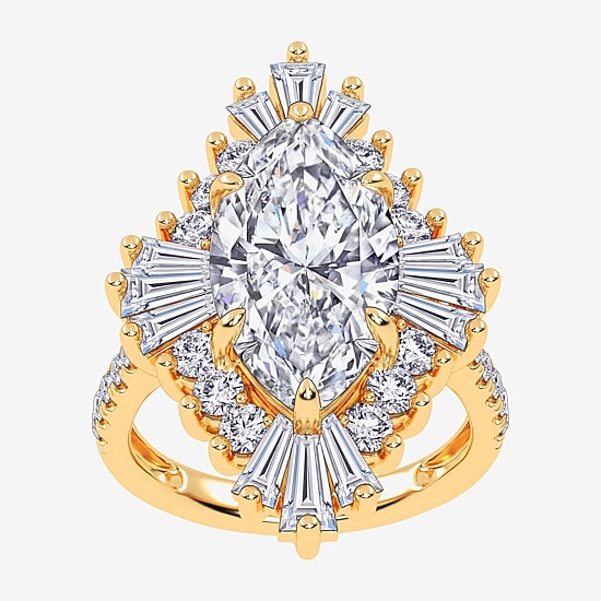 (G-H / Vs2-Si1) Womens 6 3/4 Ct. T.W. Lab Grown White Diamond 10K Gold Marquise Side Stone Cocktail Ring