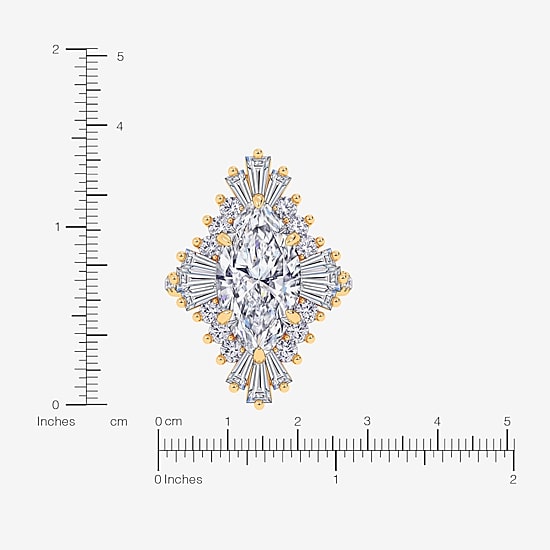 (G-H / Vs2-Si1) Womens 6 3/4 Ct. T.W. Lab Grown White Diamond 10K Gold Marquise Side Stone Cocktail Ring