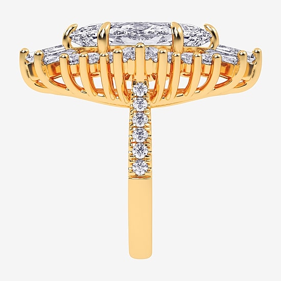 (G-H / Vs2-Si1) Womens 6 3/4 Ct. T.W. Lab Grown White Diamond 10K Gold Marquise Side Stone Cocktail Ring