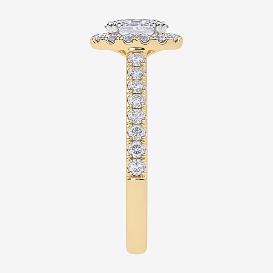 (F / Si2) Womens 1 CT. T.W. Lab Grown White Diamond 14K Gold Oval Side Stone Engagement Ring