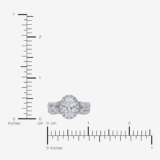 Signature By Modern Bride (G-H,Vs2-Si1) Womens 1 1/2 CT. T.W. Lab Grown White Diamond 14K Gold Oval Halo Engagement Ring
