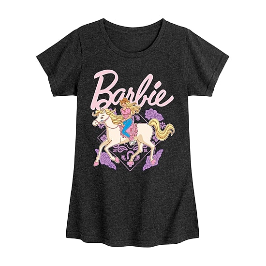 Big Kid Girls Crew Neck Short Sleeve Barbie T-Shirt