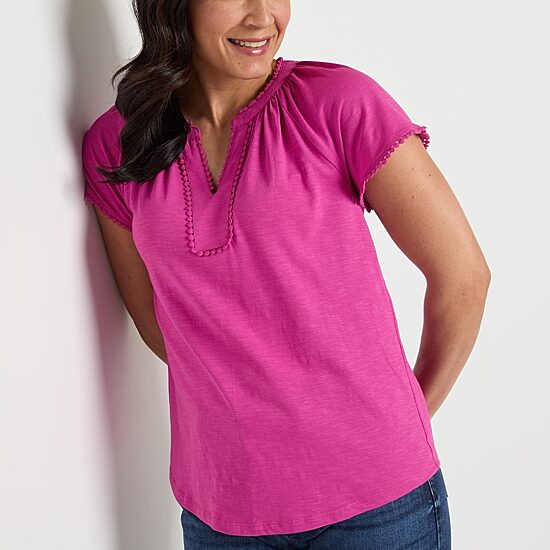 St. John's Bay Womens Split Crew Neck Short Sleeve T-Shirt