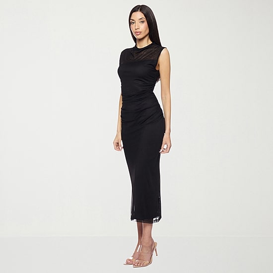 Premier Amour Womens Midi Cowl Neck Sleeveless Sheath Dress