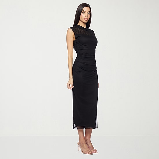 Premier Amour Womens Midi Cowl Neck Sleeveless Sheath Dress