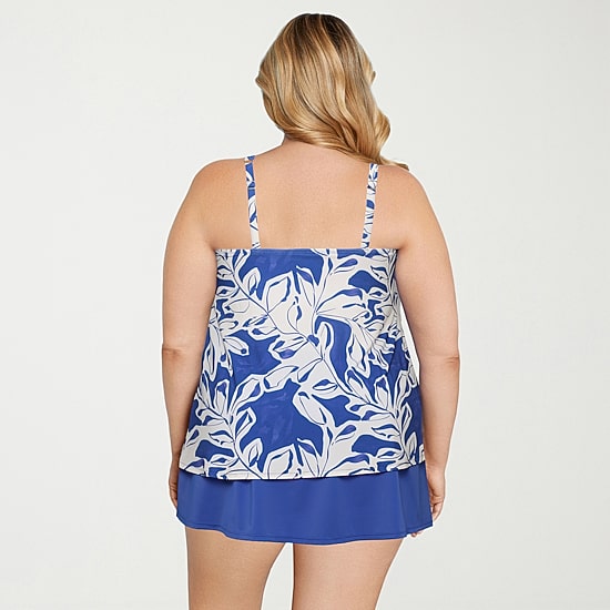 Sonnet Shores Womens Tropical Leaf Plus Tankini Swimsuit Top