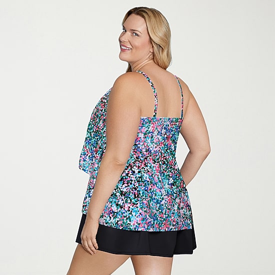 Sonnet Shores Womens Dots Plus Tankini Swimsuit Top