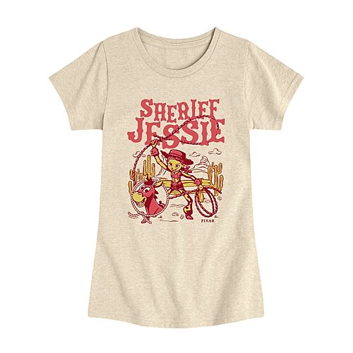 Disney Collection Big Kid Girls Crew Neck Short Sleeve Regular Fit Toy Story Graphic T-Shirt, X-large, Beige