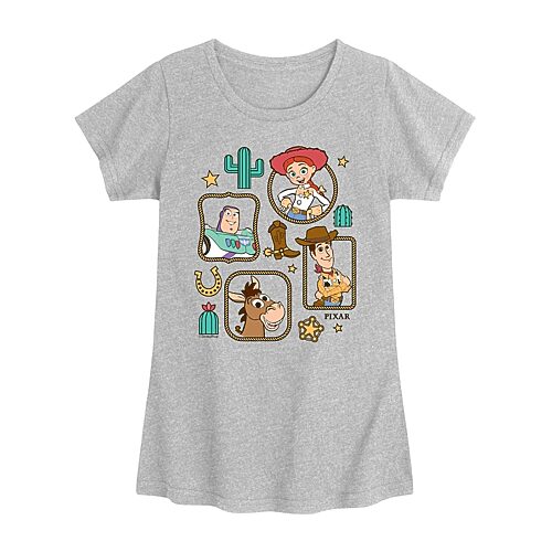 Disney Collection Big Kid Girls Crew Neck Short Sleeve Regular Fit Toy Story Graphic T-Shirt, X-large, Gray