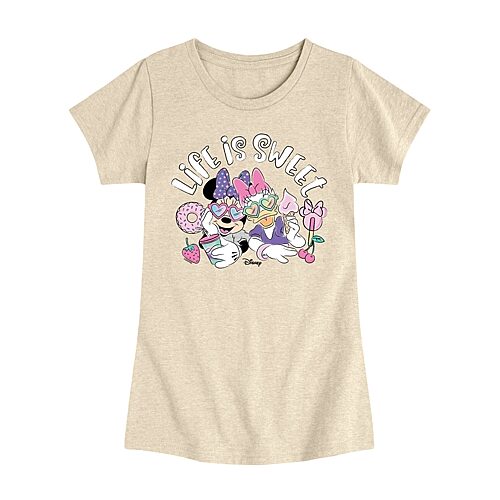 Disney Collection Toddler Girls Crew Neck Short Sleeve Regular Fit Daisy Duck Minnie Mouse Graphic T-Shirt, 4t, Beige