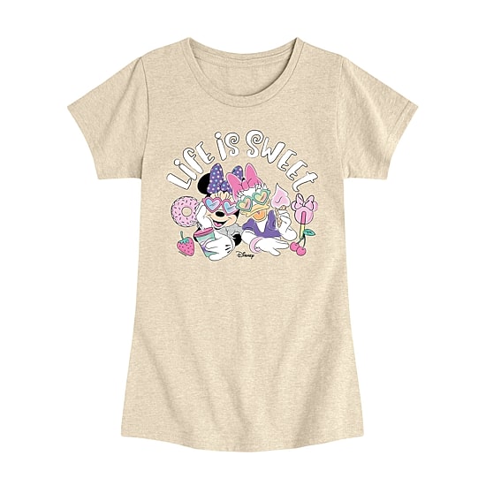 Disney Collection Toddler Girls Crew Neck Short Sleeve Regular Fit Daisy Duck Minnie Mouse Graphic T-Shirt