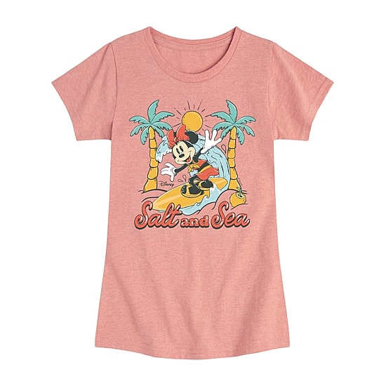 Disney Collection Big Kid Girls Crew Neck Short Sleeve Regular Fit Minnie Mouse Graphic T-Shirt