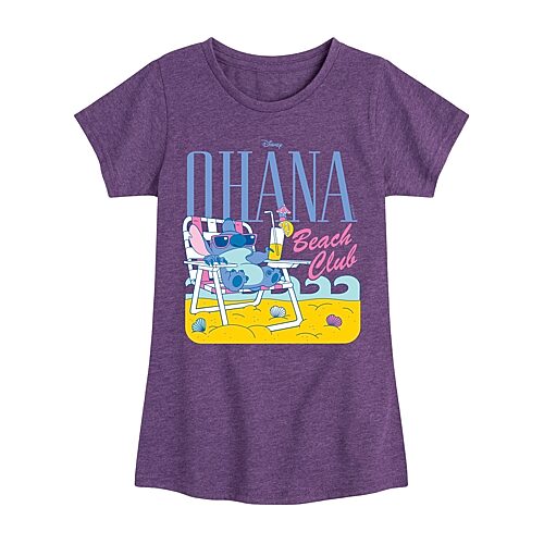 Disney Collection Big Kid Girls Crew Neck Short Sleeve Regular Fit Lilo & Stitch Graphic T-Shirt, X-large, Purple