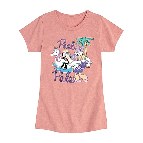 Disney Collection Toddler Girls Crew Neck Short Sleeve Regular Fit Daisy Duck Minnie Mouse Graphic T-Shirt
