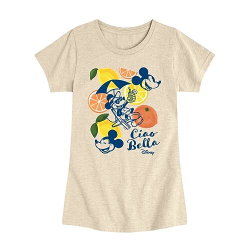 Disney Collection Big Kid Girls Crew Neck Short Sleeve Regular Fit Minnie Mouse Graphic T-Shirt, X-large, Beige