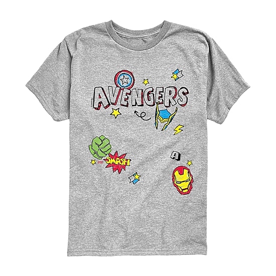 Disney Collection Big Kid Boys Crew Neck Short Sleeve Regular Fit Avengers Marvel Graphic T-Shirt
