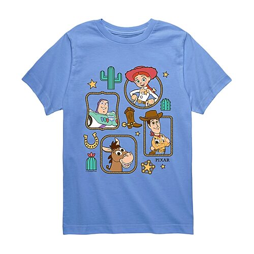 Disney Collection Big Kid Boys Crew Neck Short Sleeve Regular Fit Toy Story Graphic T-Shirt, X-large, Blue