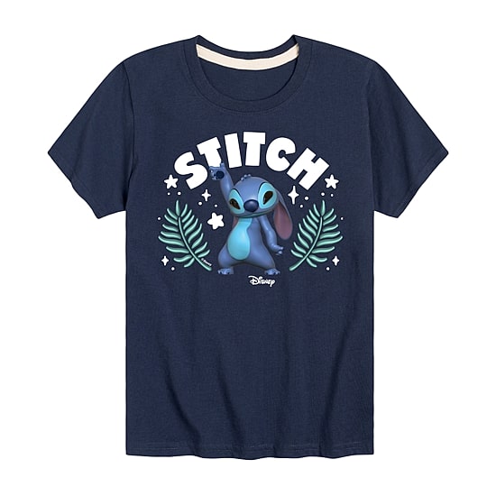 Disney Collection Toddler Boys Crew Neck Short Sleeve Regular Fit Lilo & Stitch Graphic T-Shirt