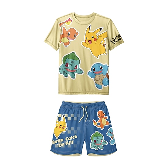 Little Boys UV Protection Pokemon 2-pc. Rash Guard Set