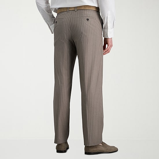 Haggar JMH Mens Stretch Fabric Classic Fit Striped Flat Front Suit Pant