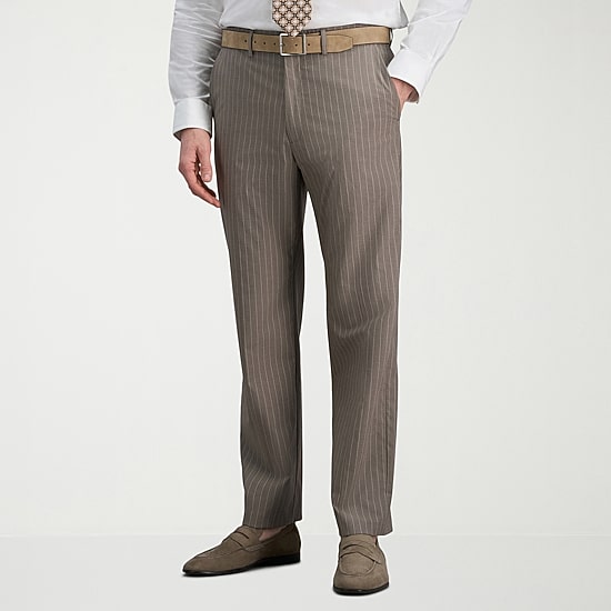 Haggar JMH Mens Stretch Fabric Classic Fit Striped Flat Front Suit Pant