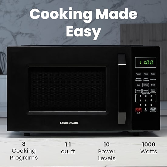 Farberware 1.1 Cu. Ft. 1000-Watt Compact Counter Microwave Oven