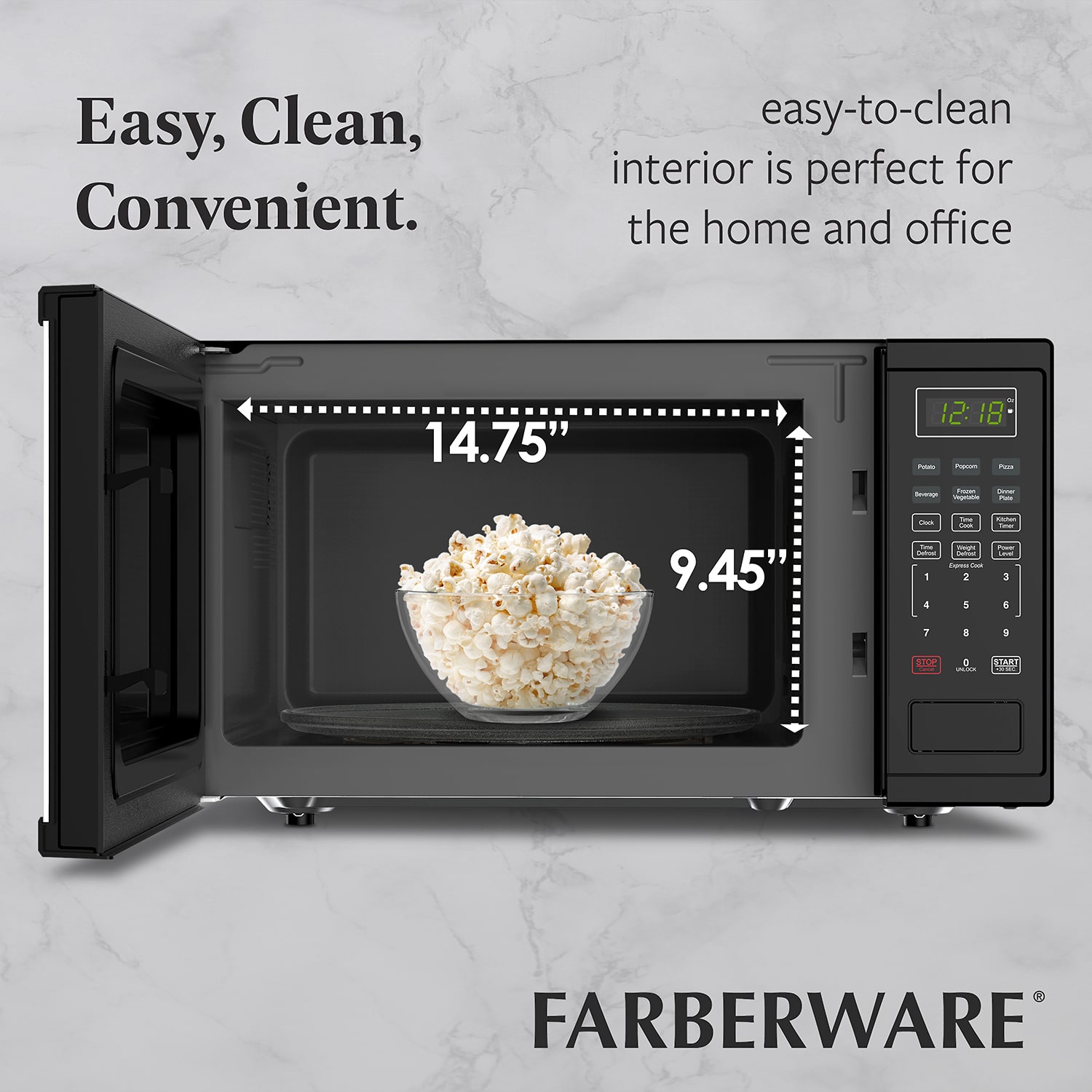 Farberware 1.1 Cu. Ft. 1000-Watt Digital Counter Microwave Oven