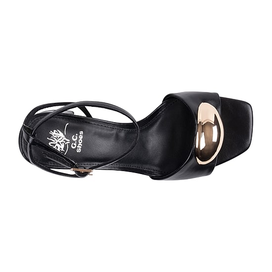GC Shoes Womens Skyla Hardware Ankle Strap Heeled Sandals