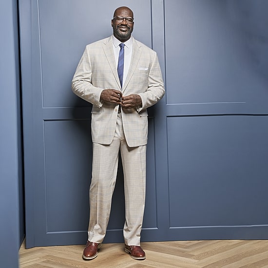 Shaquille O'Neal XLG Men's Big and Tall Stretch Fit Plaid Suit Separates
